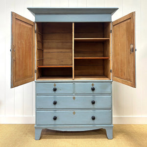 A 19th Century English Pine Linen Press Cupboard