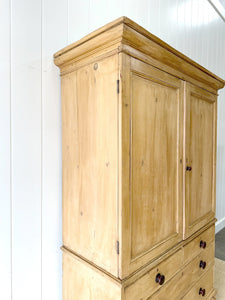 A 19th Century English Pine Linen Press Cupboard