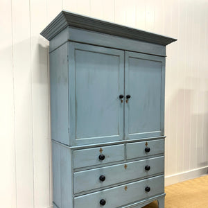 A 19th Century English Pine Linen Press Cupboard