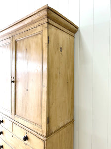 A 19th Century English Pine Linen Press Cupboard