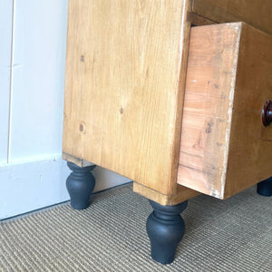 A Tall 19th Century English Pine Chest of Drawers/Dresser with Tulip Feet