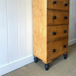 A Tall 19th Century English Pine Chest of Drawers/Dresser with Tulip Feet