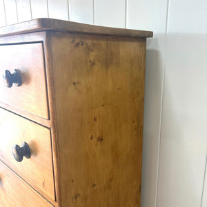 A Tall 19th Century English Pine Chest of Drawers/Dresser with Tulip Feet