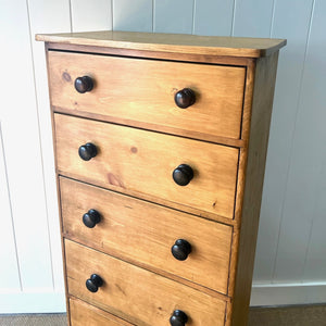 A Tall 19th Century English Pine Chest of Drawers/Dresser with Tulip Feet