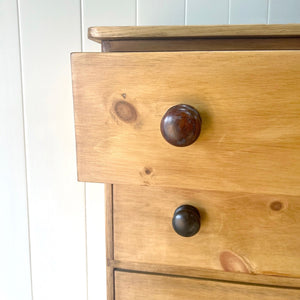 A Tall 19th Century English Pine Chest of Drawers/Dresser with Tulip Feet