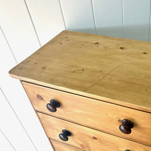 A Tall 19th Century English Pine Chest of Drawers/Dresser with Tulip Feet