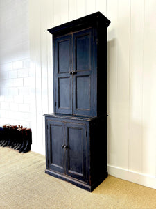 A Handsome English 19th Century Ebonized Pine Housekeeper's Cupboard