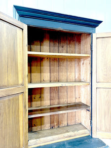 A Handsome English 19th Century Ebonized Pine Housekeeper's Cupboard