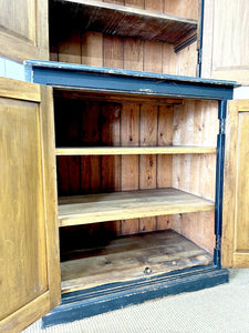 A Handsome English 19th Century Ebonized Pine Housekeeper's Cupboard