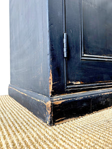 A Handsome English 19th Century Ebonized Pine Housekeeper's Cupboard