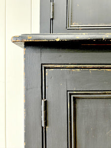 A Handsome English 19th Century Ebonized Pine Housekeeper's Cupboard