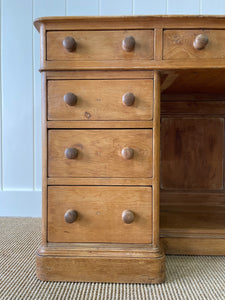 Antique English Pine Pedestal Desk c1890