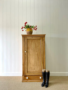 A Handsome English 19th Pine Cupboard with Porcelain Knobs