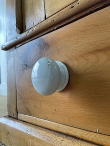 A Handsome English 19th Pine Cupboard with Porcelain Knobs