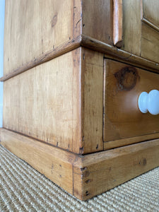 A Handsome English 19th Pine Cupboard with Porcelain Knobs