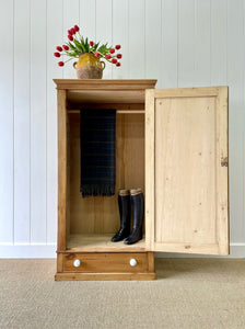 A Handsome English 19th Pine Cupboard with Porcelain Knobs