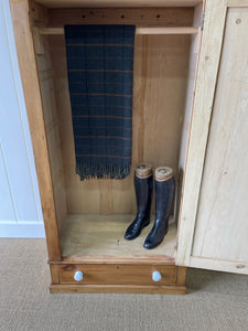 A Handsome English 19th Pine Cupboard with Porcelain Knobs