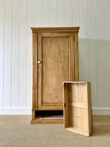 A Handsome English 19th Pine Cupboard with Porcelain Knobs