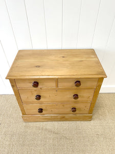 An Antique English Pine Chest of Drawers Dresser c1890