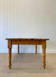 Vintage English Country Pine Waxed 6ft Dining Harvest Table