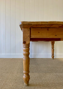 Vintage English Country Pine Waxed 6ft Dining Harvest Table