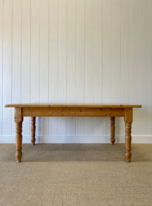 Vintage English Country Pine Waxed 6ft Dining Harvest Table