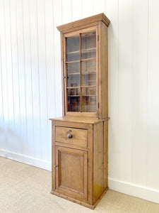 A 19th Century English Pine Narrow Bookcase or Hutch