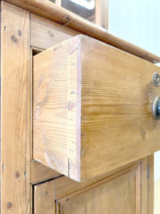 A 19th Century English Pine Narrow Bookcase or Hutch