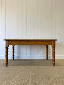 Vintage English Country Pine Waxed 5ft Dining Harvest Table