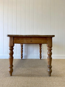 Vintage English Country Pine Waxed 5ft Dining Harvest Table