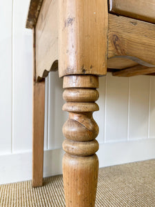 Antique English Country Pine Console Table with Drawers c1890