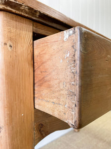 Antique English Country Pine Console Table with Drawers c1890