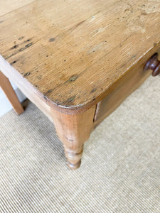 Antique English Country Pine Console Table with Drawers c1890