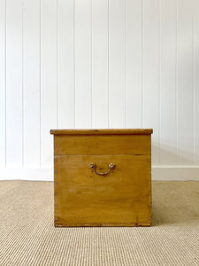 An English Pine Blanket Box or Coffee Table With Iron Handles c1890