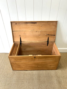 An English Pine Blanket Box or Coffee Table With Iron Handles c1890