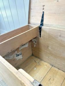 An English Pine Blanket Box or Coffee Table With Iron Handles c1890