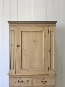 A Diminutive English Pine Country Linen Press or Housekeepers Cupboard Cabinet c1890