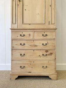 A Diminutive English Pine Country Linen Press or Housekeepers Cupboard Cabinet c1890