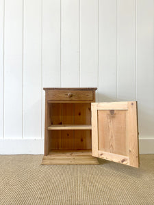 An Antique Diminutive Pine Nightstand with Wooden Knobs