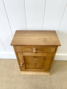 An Antique Diminutive Pine Nightstand with Wooden Knobs