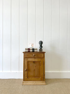 An Antique Diminutive Pine Nightstand with Wooden Knobs