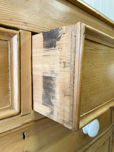 A Large English Pine Chest of Drawers Dresser on Ball Feet c1890