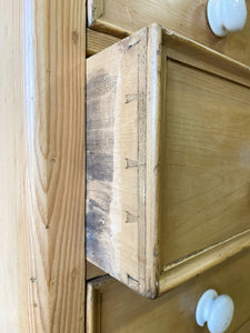 A Large English Pine Chest of Drawers Dresser on Ball Feet c1890