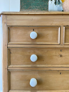 A Large English Pine Chest of Drawers Dresser on Ball Feet c1890