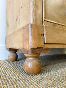 A Large English Pine Chest of Drawers Dresser on Ball Feet c1890