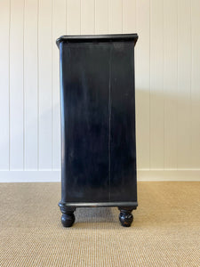 A Large English Ebonized Pine Black Chest of Drawers Dresser c1890