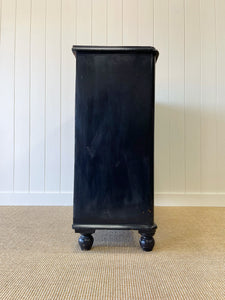 A Large English Ebonized Pine Black Chest of Drawers Dresser c1890