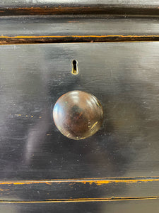 A Large English Ebonized Pine Black Chest of Drawers Dresser c1890