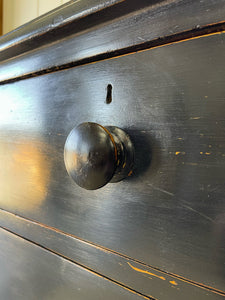 A Large English Ebonized Pine Black Chest of Drawers Dresser c1890