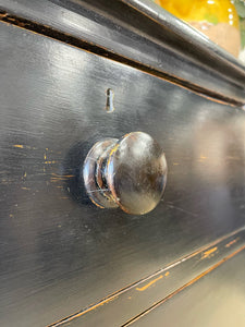 A Large English Ebonized Pine Black Chest of Drawers Dresser c1890